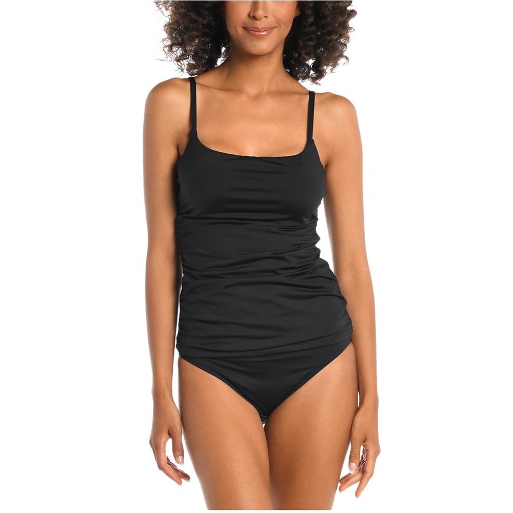 La Blanca Black Underwire Tankini Top Tummy Control Ruched Swimsuit LB3ZZ69 10
